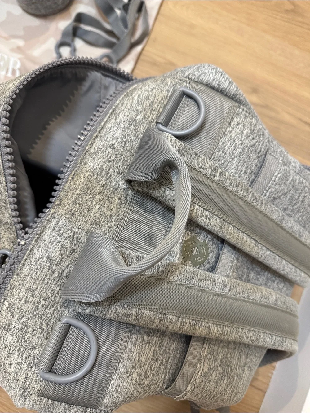 Dagne Dover Heather Gray Roll-Top diaper backpack